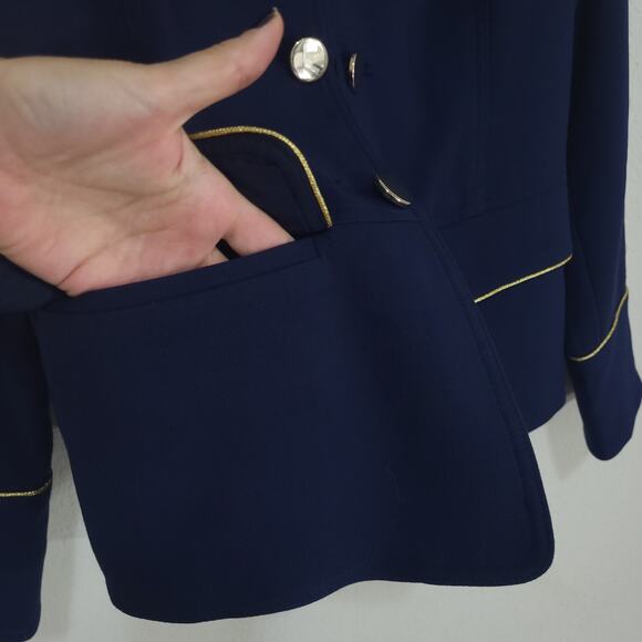 Chicos Navy Blue Military Jacket Womens XS / 4 Chicos 0 Gold Details Edg… - Picture 5 of 14